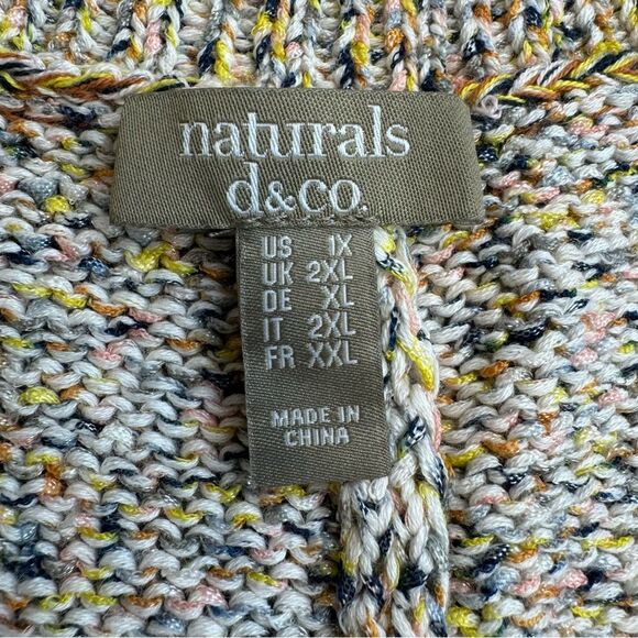 Naturals D&Co Women's Short Sleeve Open Multicolor Cardigan Sweater 1X Draped - Picture 12 of 16